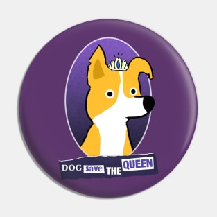 Dog save the Queen - Retro Punk halftone style Pin