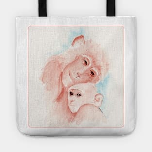 Little Monkey and Mom Watercolor Painting Tote