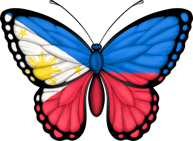 Filipino Flag Butterfly Kids T-Shirt by jeffbartels