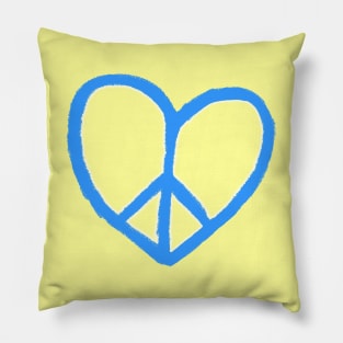 Blue Yellow Ukrainian Heart Peace, Peace Love, Peace Sign, No War Pillow