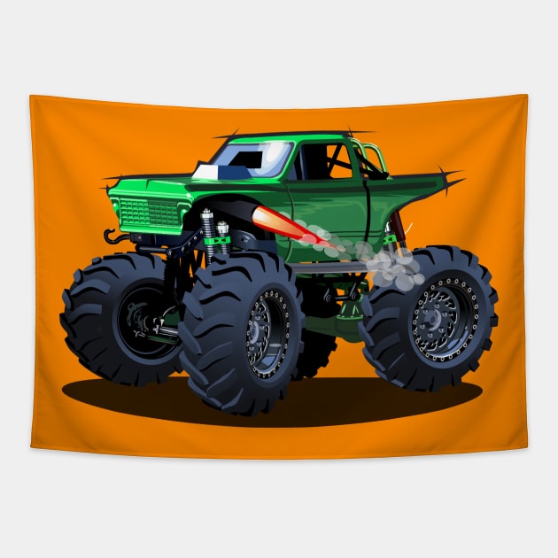 Cartoon monster truck Tapestry by Mechanik