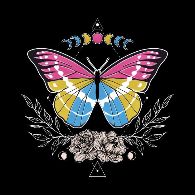 Pansexual Butterfly LGBT Pride Flag by Psitta