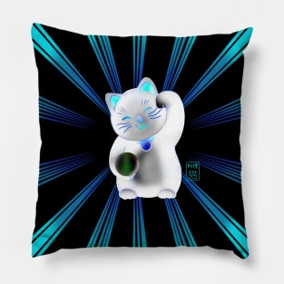 Lucky cat, white maneki Pillow