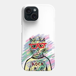 Rock Cat with glasses Phone Case