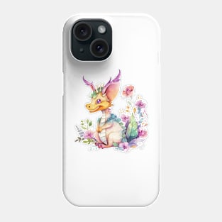 Cute Spring Flower Dragon Watercolor Phone Case