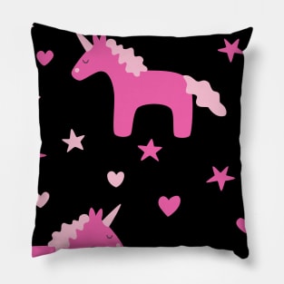 Pink unicorns and stars Pillow