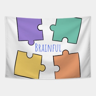 Brainful Colorful Puzzle Pieces Tapestry