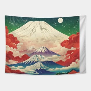 Japan Mt. Fuji Cherry Blossom Starry Night Vintage Tourism Travel Poster Tapestry