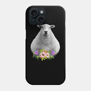 Floral Sheep in Field Phone Case