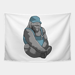 Gorilla as Craftsman with Wrench Tapestry