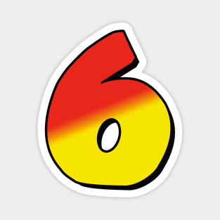 Number 6 red / yellow Magnet