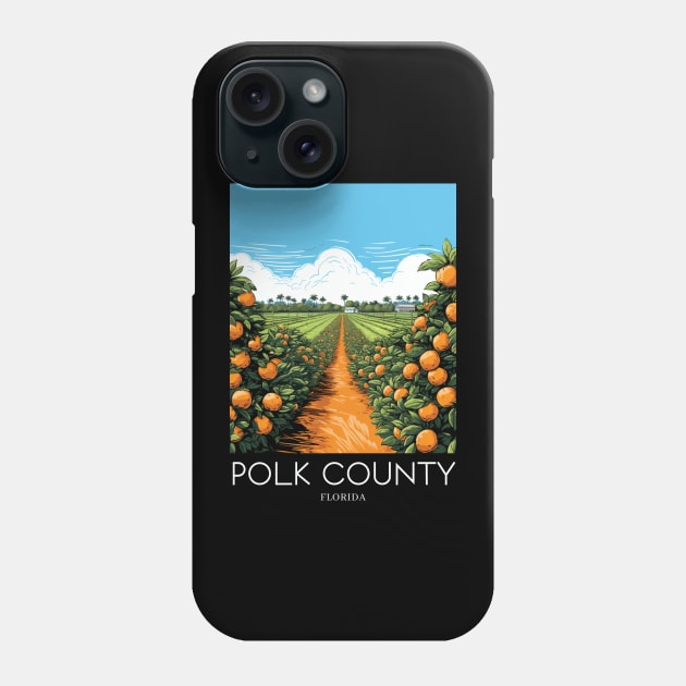 A Pop Art Travel Print of Polk County - Florida - US Phone Case by Studio Red Koala