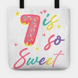 7 is so Sweet Girls 7th Birthday Donut Lover B-day Gift For Girls Kids toddlers Tote