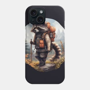 Raccoon Mountain lover wanderer with backpack Phone Case