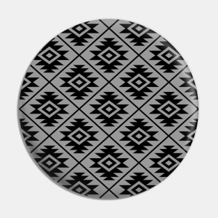 Aztec Symbol Black on Gray Repeat Pattern Pin