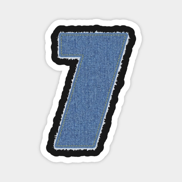 Number Seven Blue Denim Magnet by jngraphs