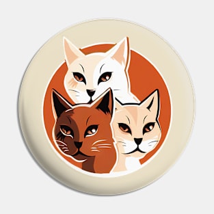 Three serious cats in circle Pin