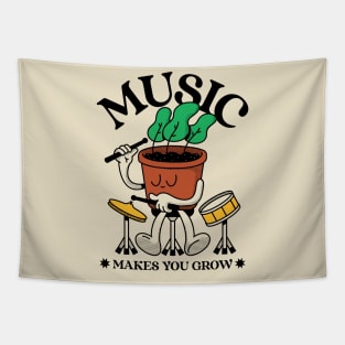 Music Makes You Grow Plant Drummer Tapestry