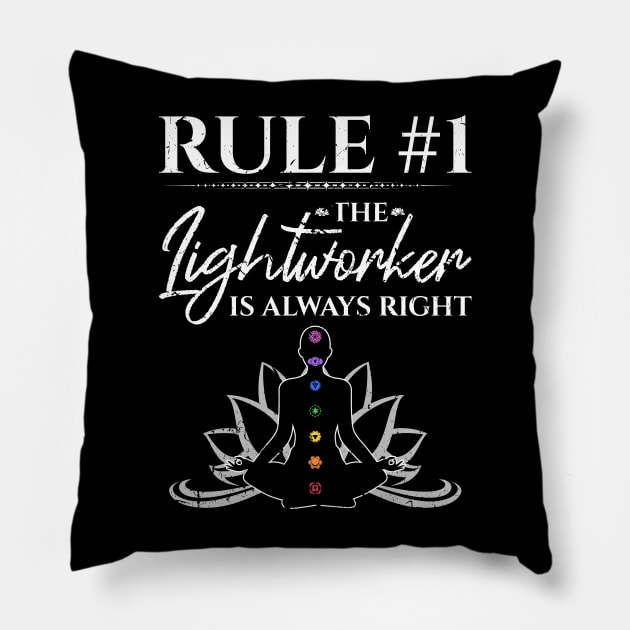 The Lightworker Is Always Right Reiki Pillow by Humbas Fun Shirts