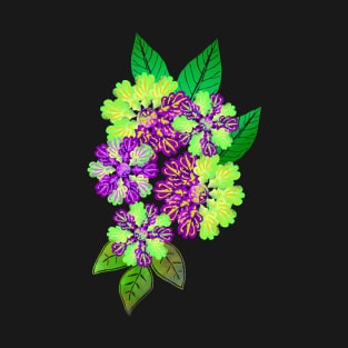 Floral Decoration Green and Purple Silhouette Art T-Shirt