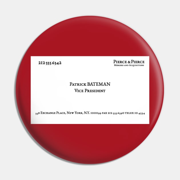 American Psycho Patrick Bateman's Business Card Pin by EightUnder