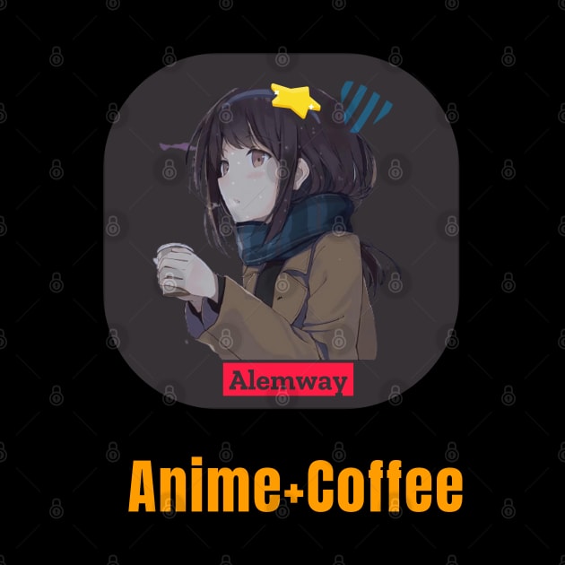 Anime Girl daydreaming with a  cup of coffee by Alemway