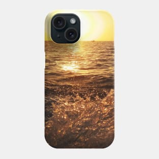 Cute ocean view fishing boat sunset Phone Case