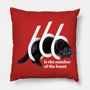 Black Cat and 666: The Beastly Encounter Pillow