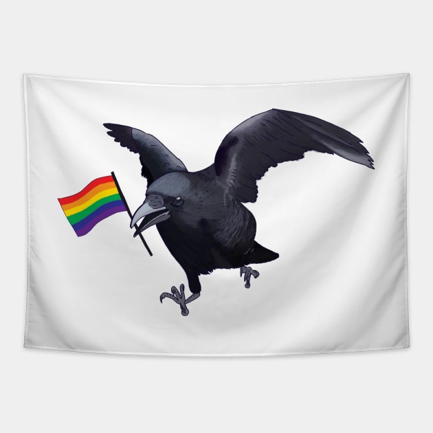 Gay Pride Crow Friend Tapestry by josierichey