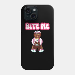 Bite Me Funny Christmas Gingerbread Man Phone Case