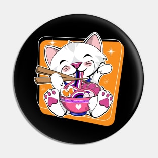 Cat Eating Ramen Gender Fluid Pride Pin