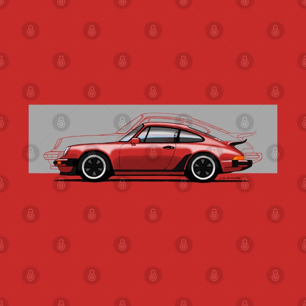 My drawing of the iconic German sports car (for dark backgrounds) by jaagdesign