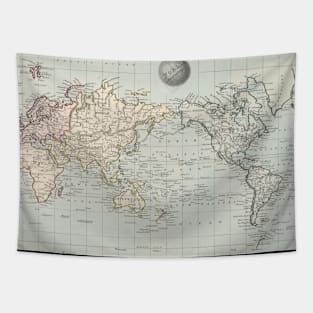 Old World Map (1845) Vintage Global Continents Atlas Tapestry