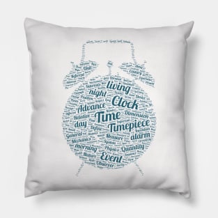 Time Clock Silhouette Shape Text Word Cloud Pillow