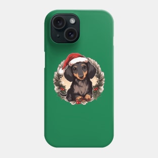 Dachshund Christmas Wreath Phone Case