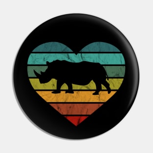I Love Rhinos Retro Heart Pin