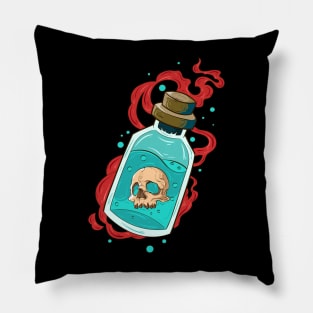 Japanese Skeleton venom bottle 3 - Vector art illustration Pillow