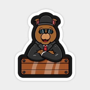 Mafia Bear Cartoon Mascot Magnet