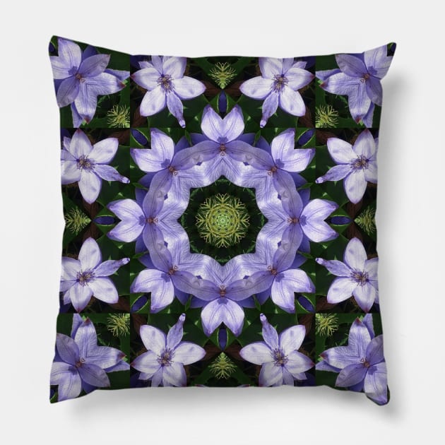 Mandala Kaleidoscope in Shades of Purple and Green Pillow by Crystal Butterfly Creations