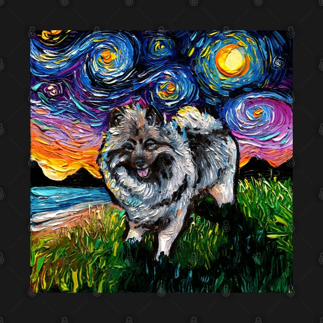 Keeshond Night by sagittariusgallery