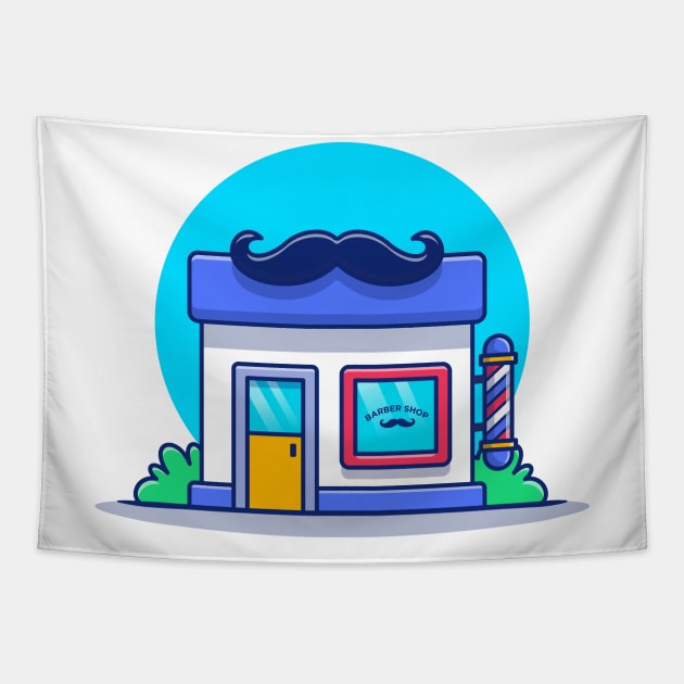 Barber Shop Building With Mustache Tapestry by Catalyst Labs