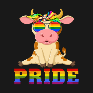 Cow Gay Pride Flag Sunglasses LGBT Animals Lover T-Shirt