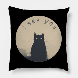 Cat silhouette, "I see you" Pillow