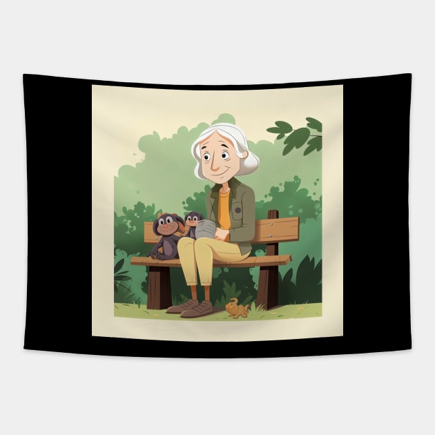 Jane Goodall Tapestry by ComicsFactory