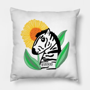 zebra, sun flower Pillow