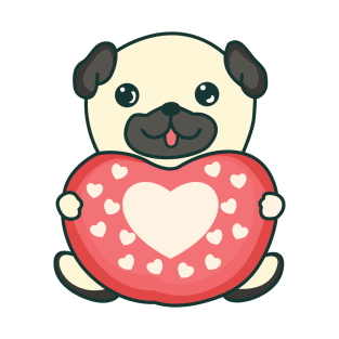 Cute pug holding heart - Dog lover gift T-Shirt