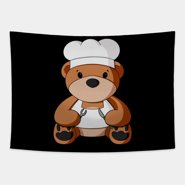 Cook Teddy Bear Tapestry by Alisha Ober Designs