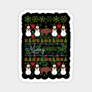 Bison Ugly Christmas Sweater Santa Bison Christmas Gift Magnet