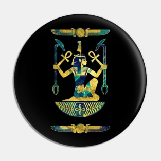 Egyptian  Gold and Blue Marble Ornament Pin