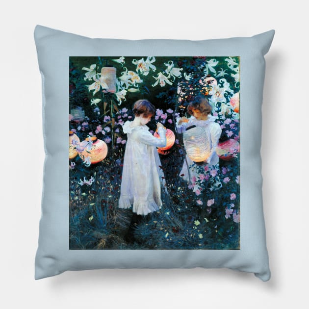 Carnation, Lily, Lily-Rose - John Singer Sargent 1885 Pillow by forgottenbeauty